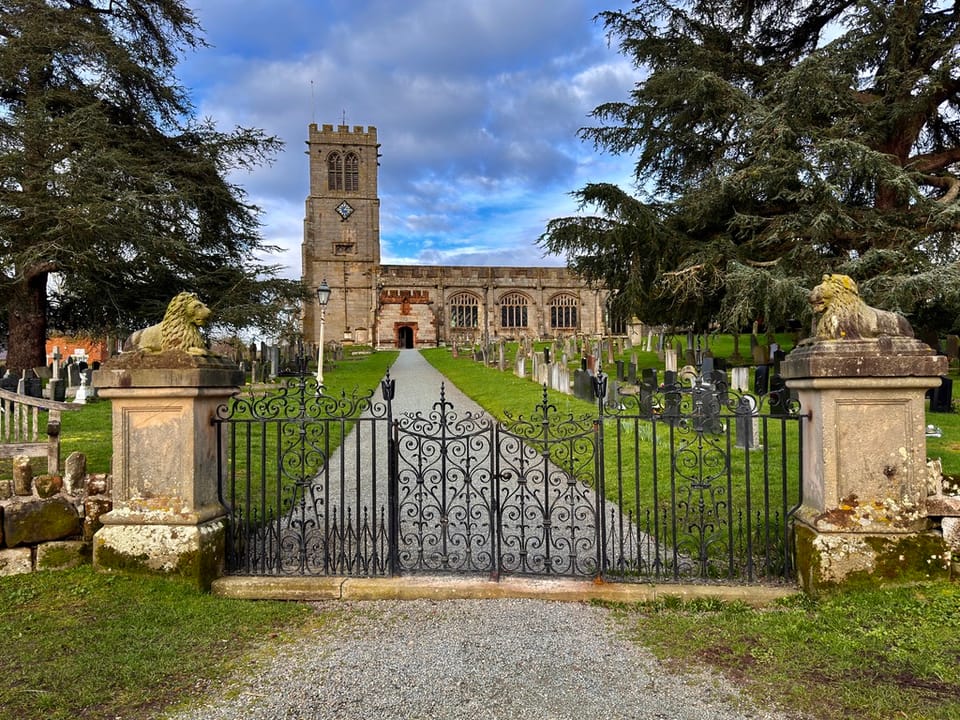 St. Chads church, Hanmer, in Wales (just).